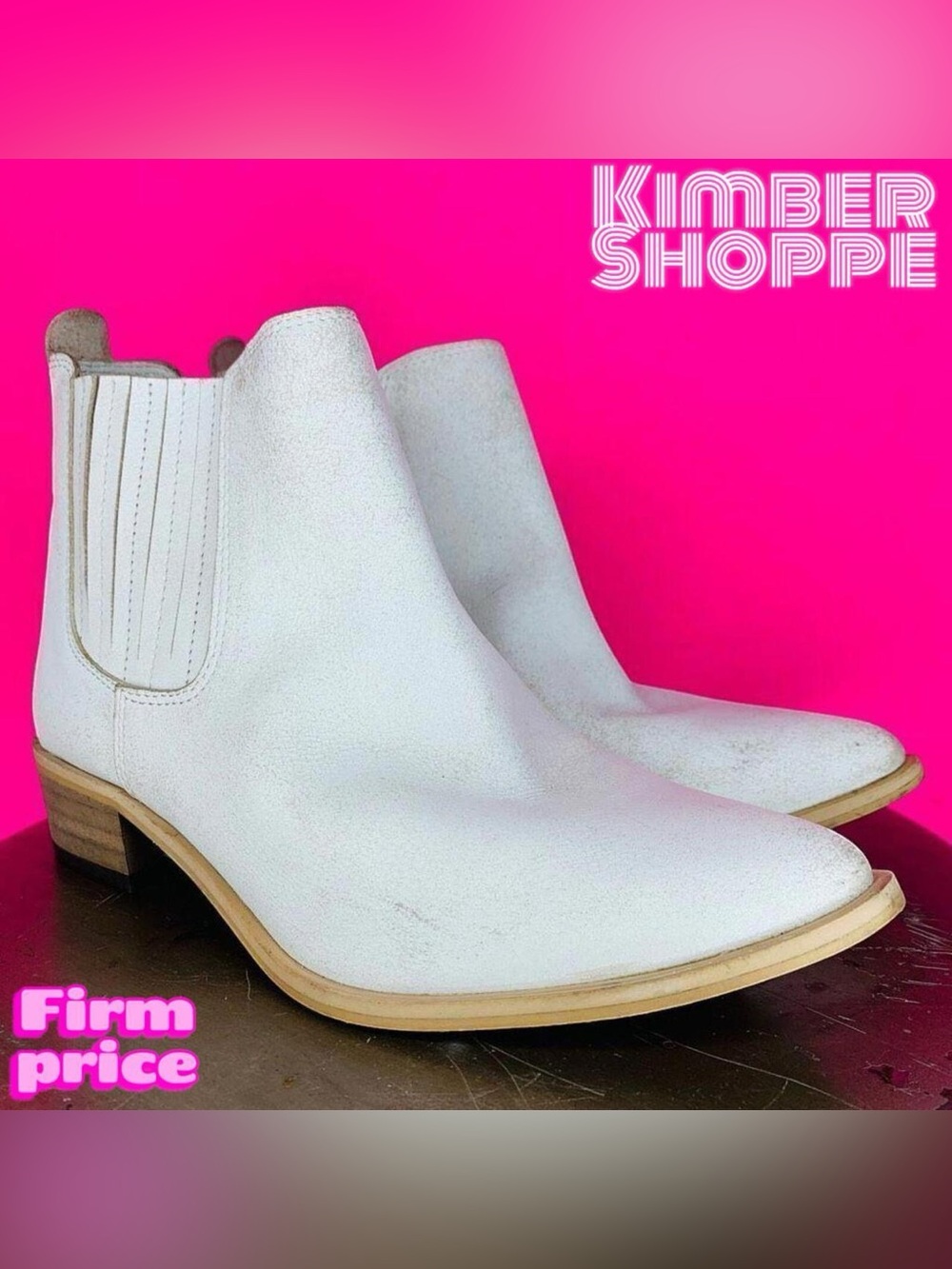 Steve Madden Distressed White Leather Pointed Toe Western Chelsea Boots US 6